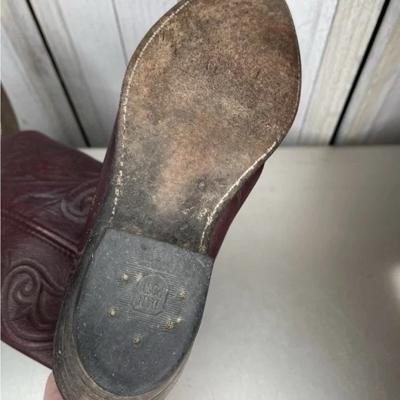 VTG Dan Post Burgundy Leather Cowboy Western Boots Men’s Size 8.5 - Picture 7 of 7